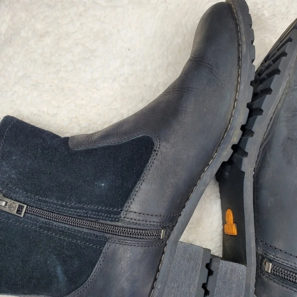 Timberland Bethel Black Suede Leather Biker Moto Fall Heeled Ankle Boots